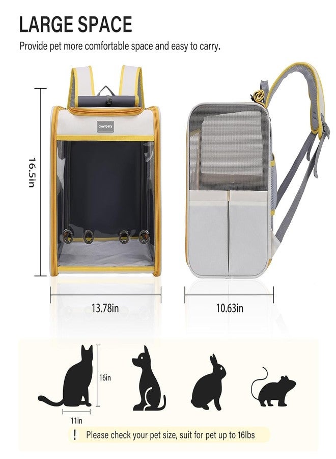 Onomie Cat Backpack Carrier, Breathable Cat Carrier Large Space Bubble Pet Backpack for Kitty Small Dog up to 15lbs, Transparent & Foldable Pet Carrier for Travel Hiking (Yellow and Beige) - Image 5